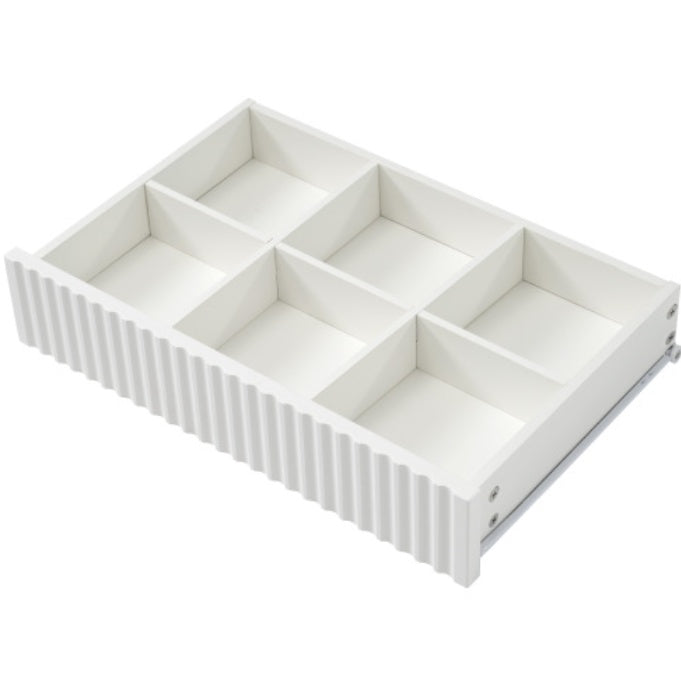 Serene White 6-Drawer Dresser With Amber Glass