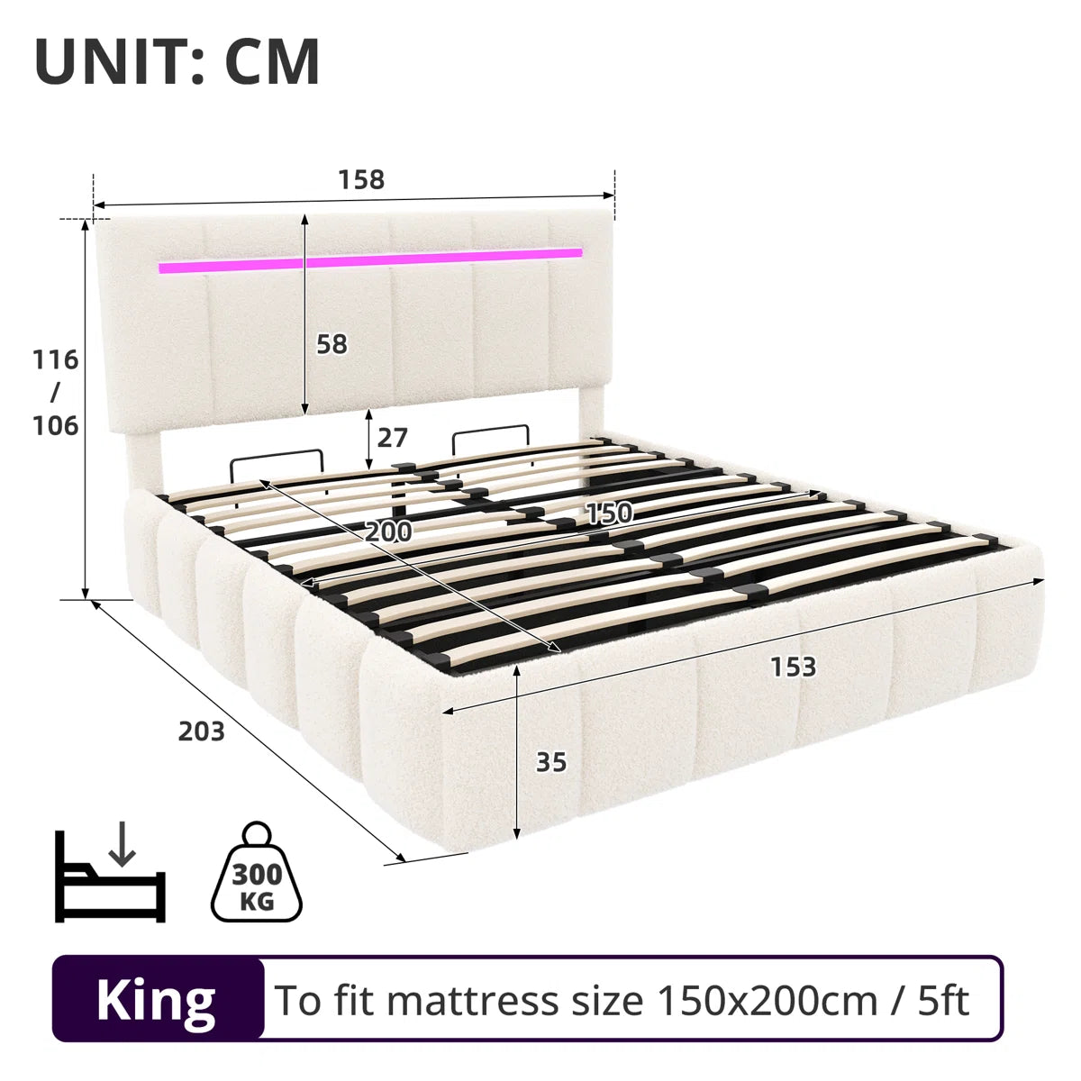 Savoy Bouclé Charge King Bed