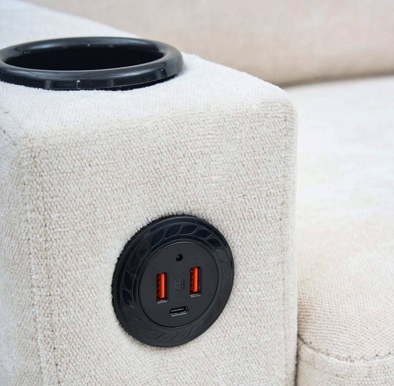 Hamilton Tech L-Shaped Sofa with USB Port & Cup Holder