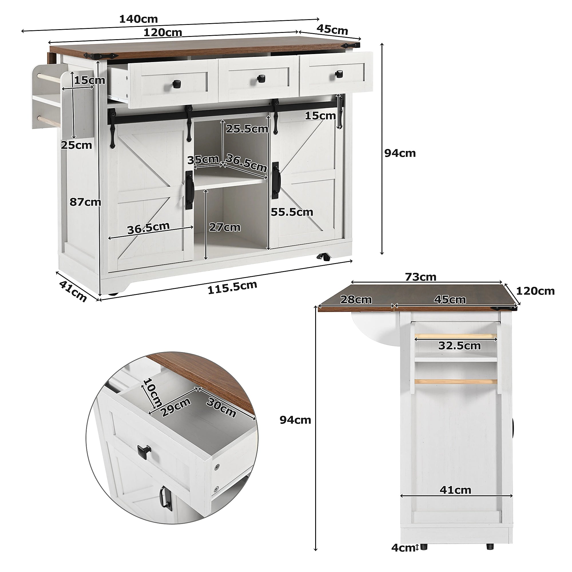 Valley Extendable Kitchen Island