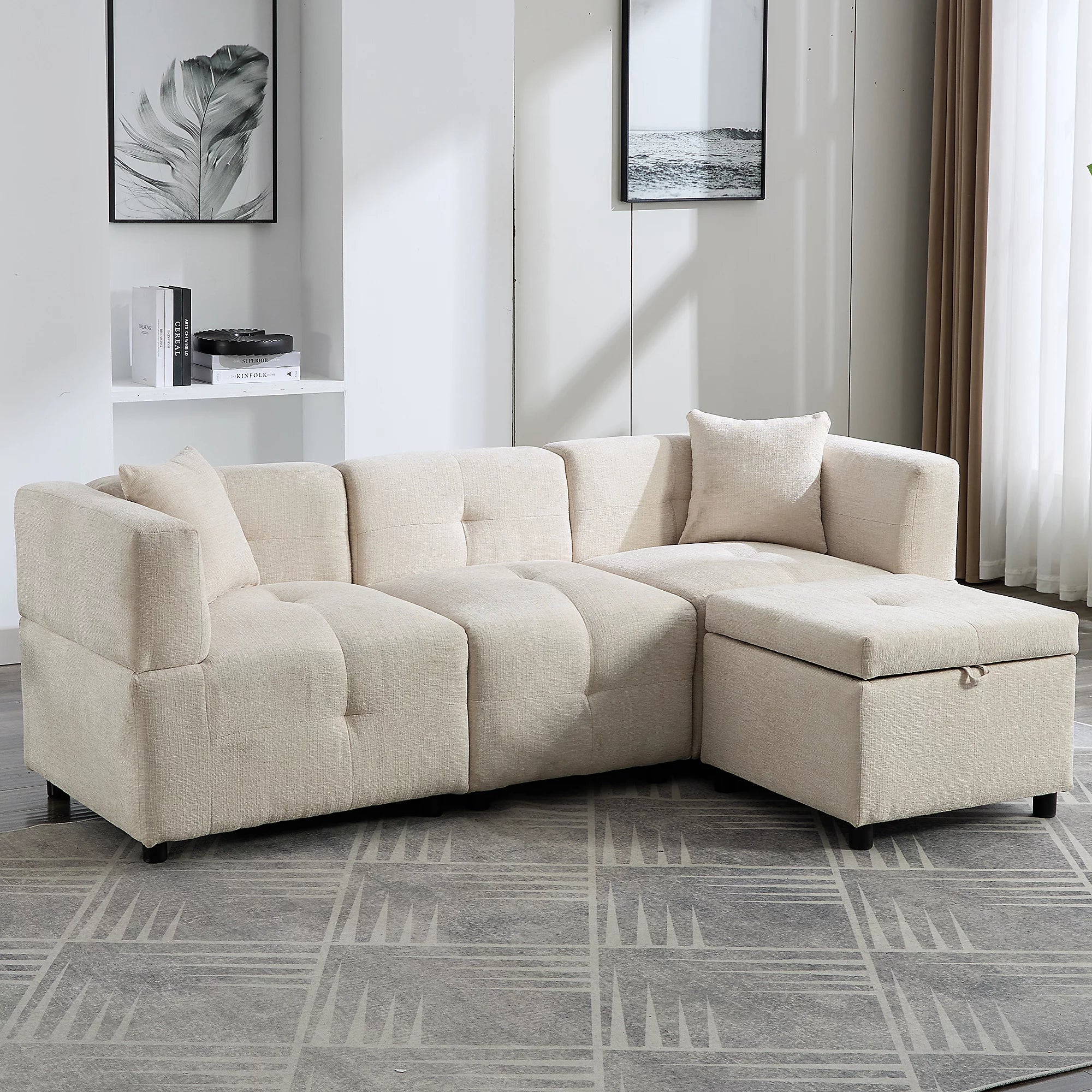 Morris L-Shaped Sofa - Beige