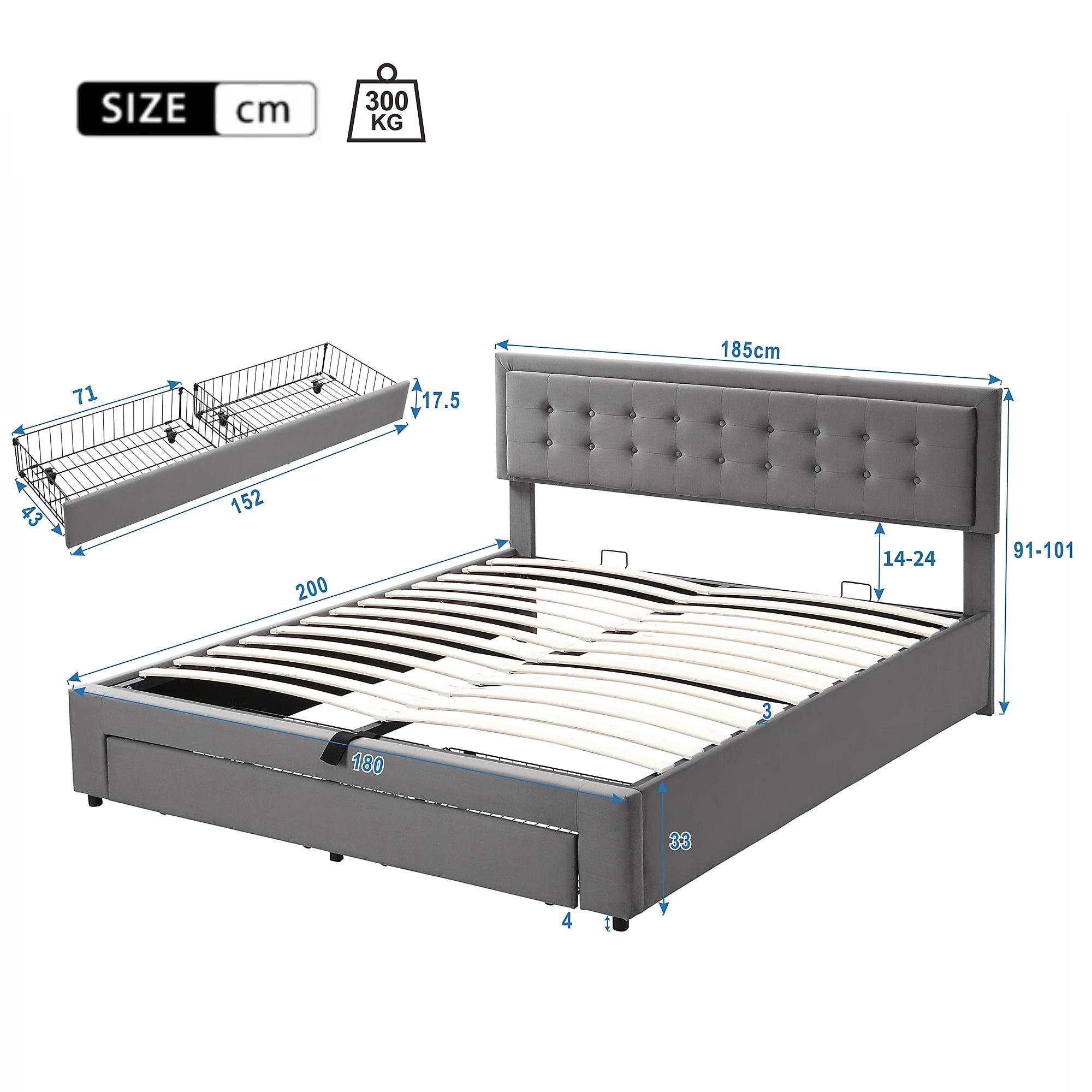 Maria Ottoman Super King Bed