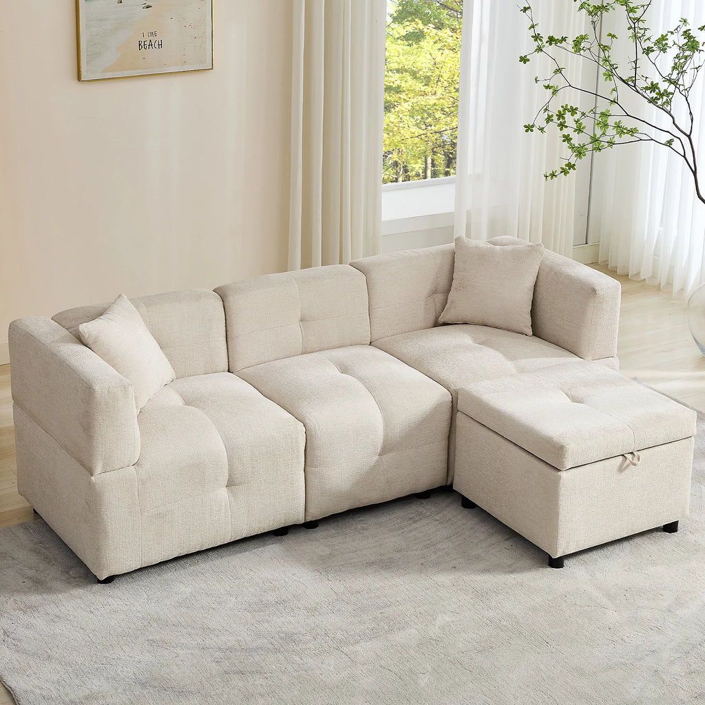 Morris L-Shaped Sofa - Beige
