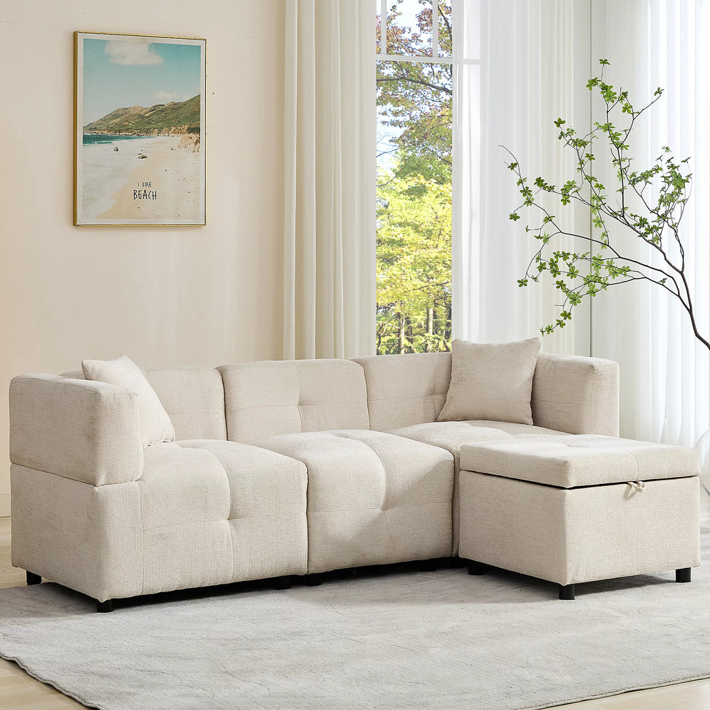 Morris L-Shaped Sofa - Beige