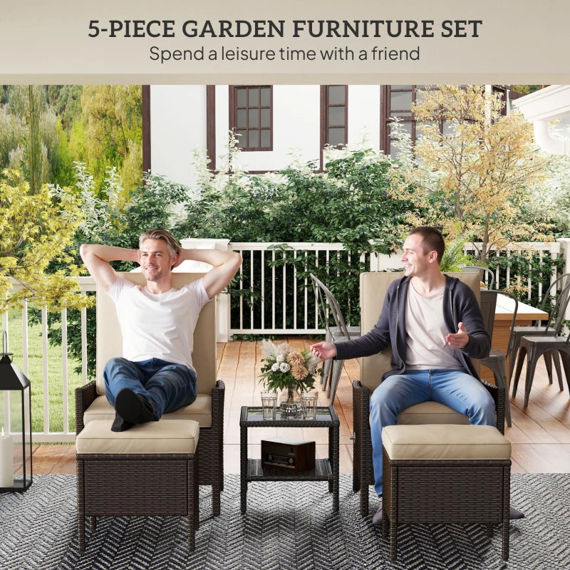 Portofino 5-Piece Rattan Lounge Set