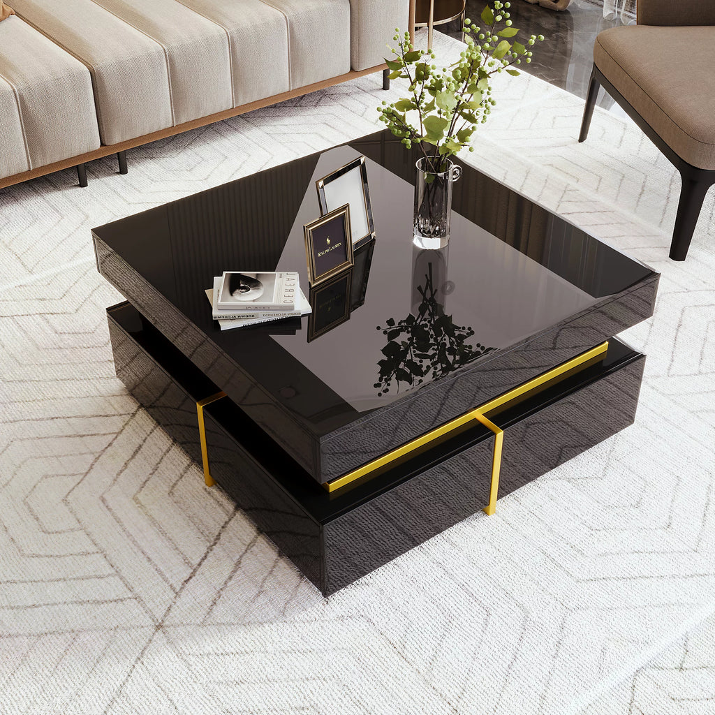 Aurora Luxe Square Coffee Table - Black