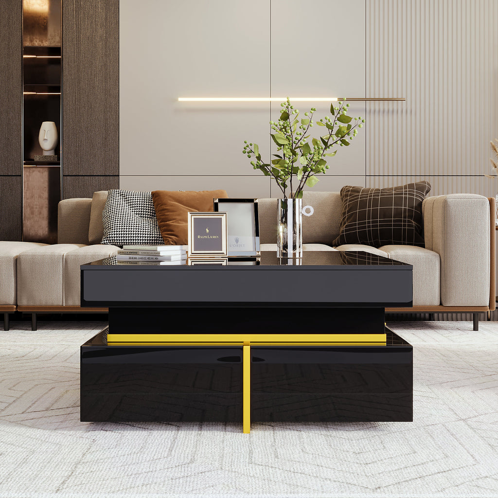 Aurora Luxe Square Coffee Table - Black