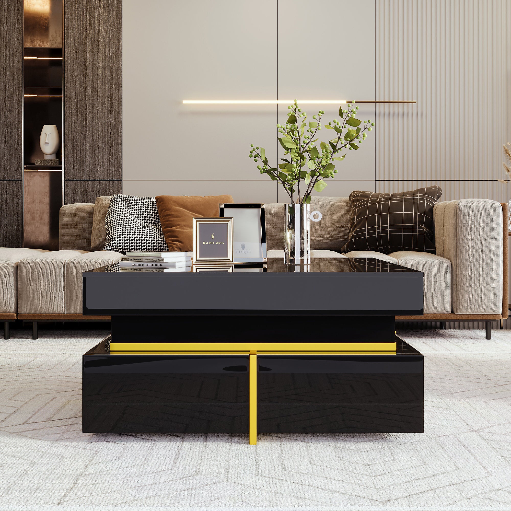 Aurora Luxe Square Coffee Table - Black