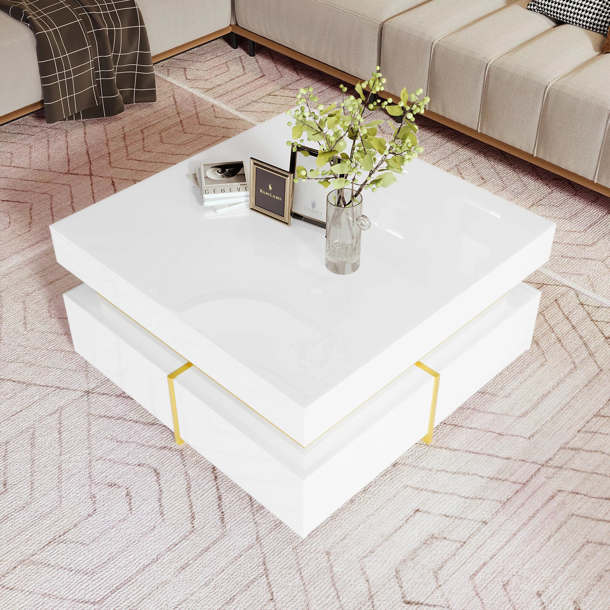 Aurora Luxe Square Coffee Table - White
