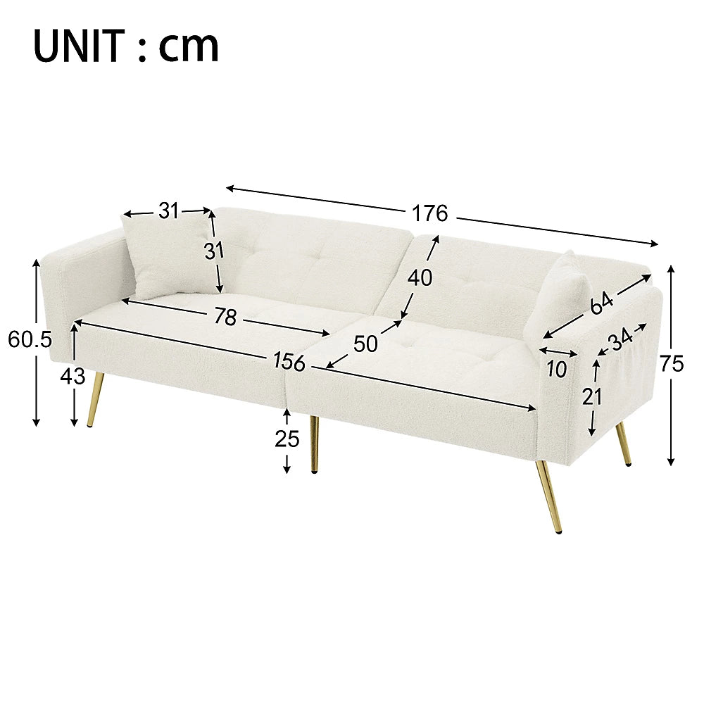 Kensington 2-Seater Sofa Bed - White