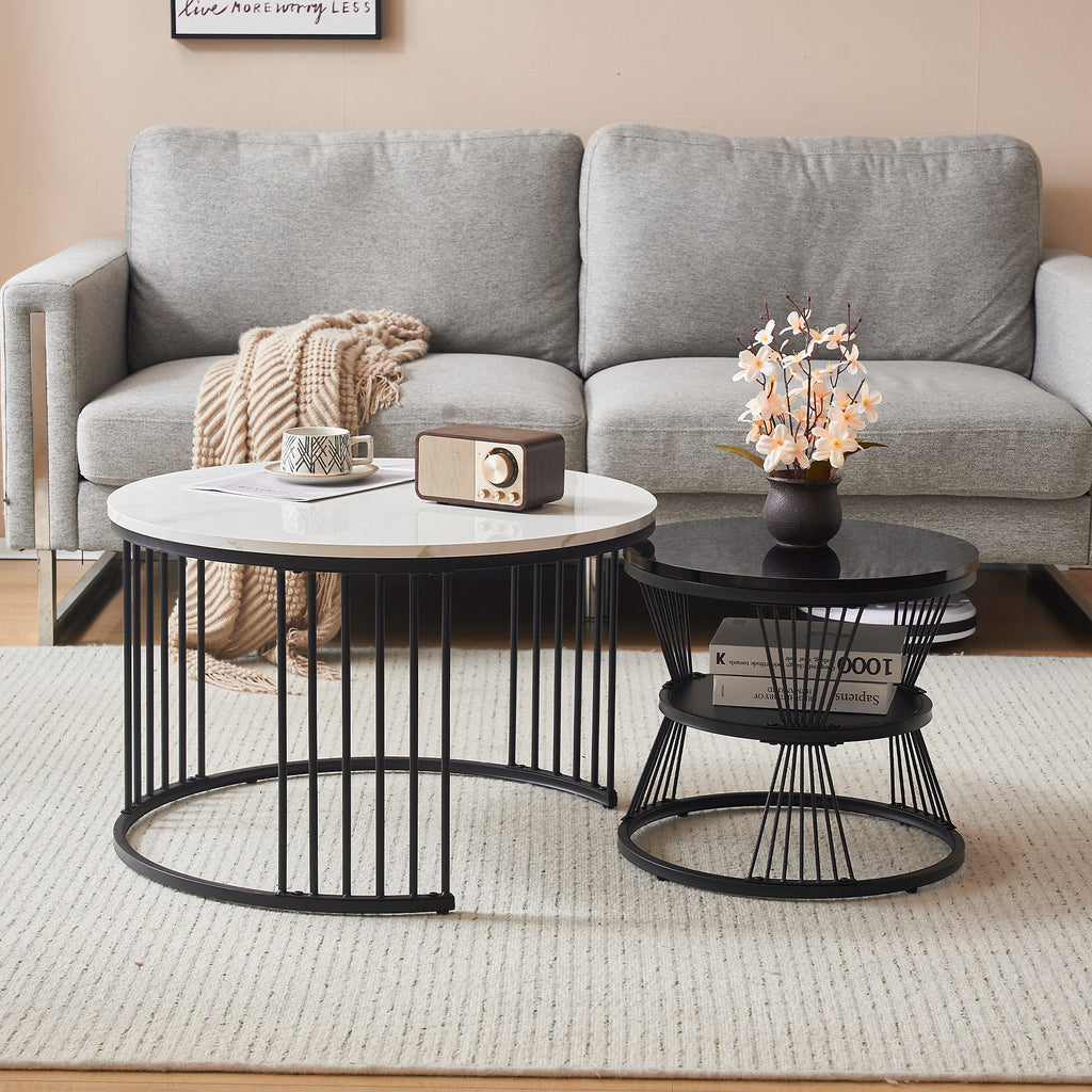 Gatsby Column Round Nesting Coffee Table