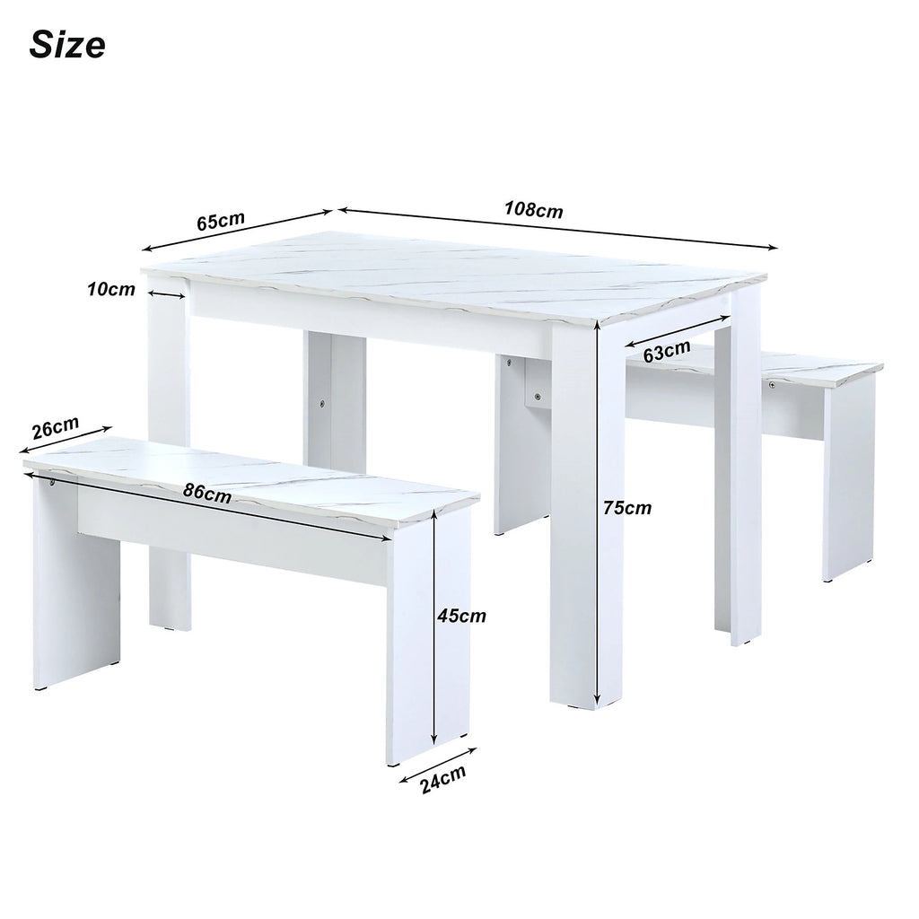 Gatsby Dining Table Set - 2 Benches