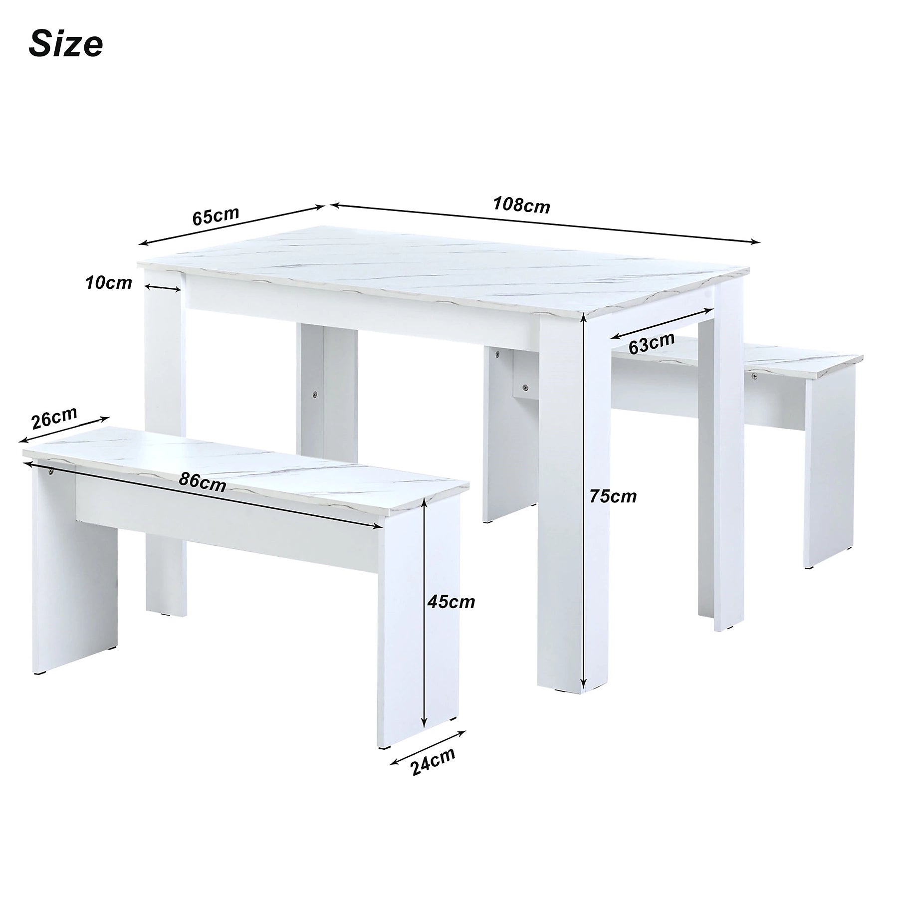 Gatsby Dining Table Set - 2 Benches