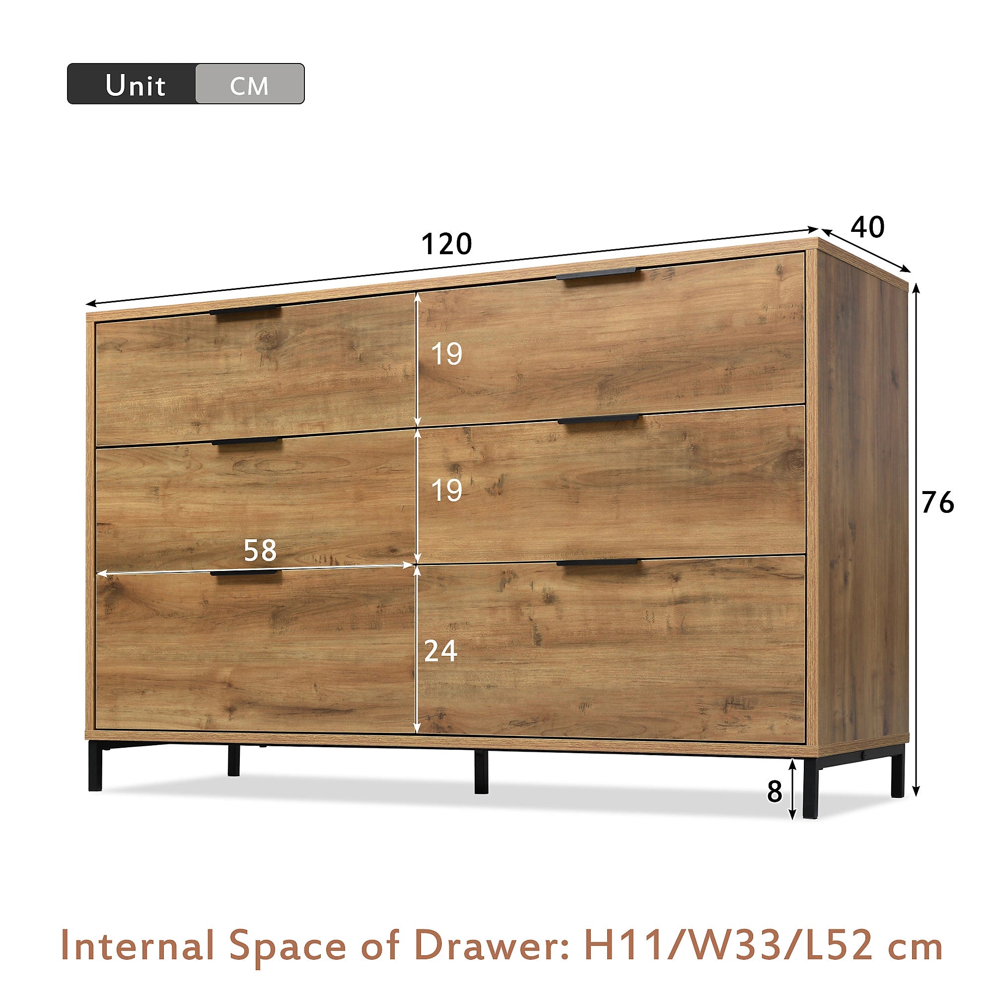 Harlow Industrial Oak Chest of Drawers