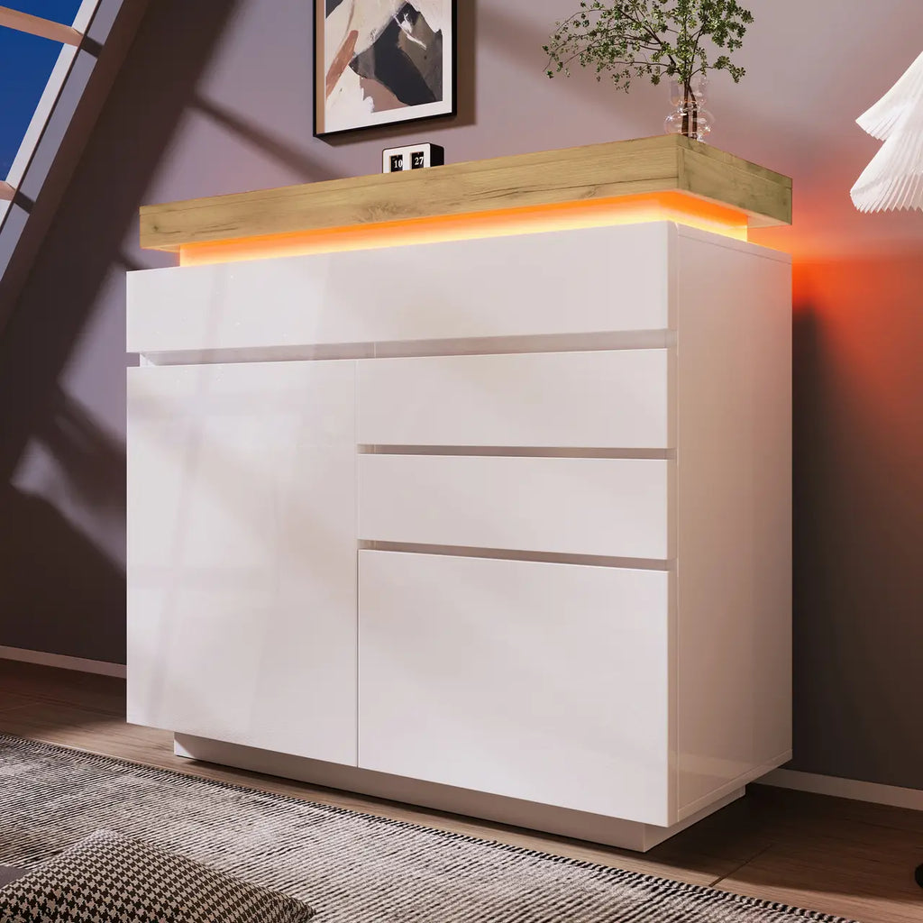 Aurora LED Dresser with 2 Doors and 3 Drawers