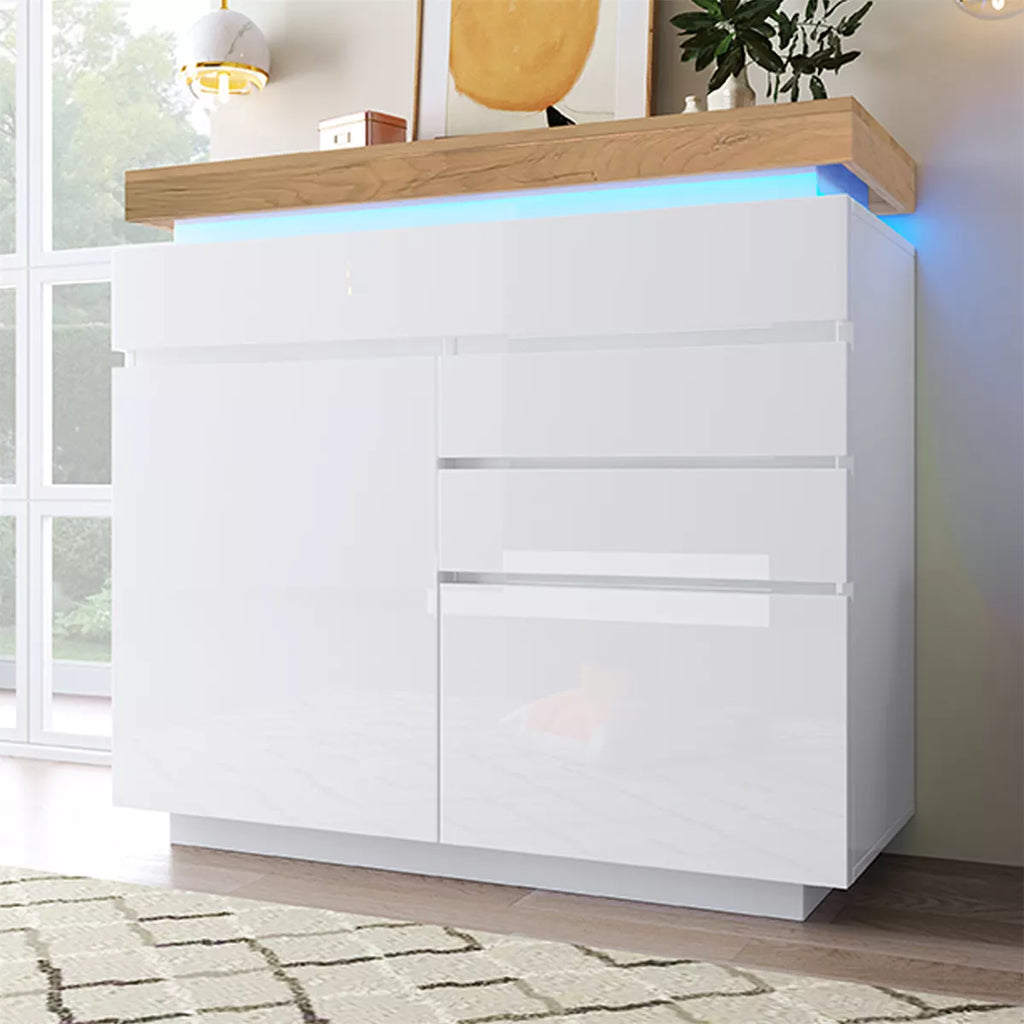 Aurora LED Dresser with 2 Doors and 3 Drawers