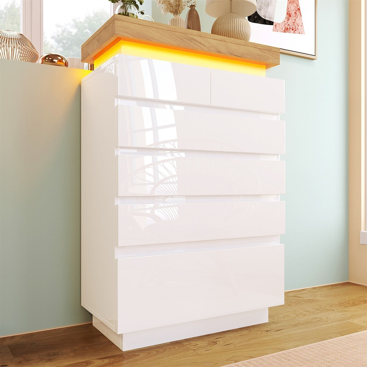 Aurora LED 6-Drawer Dresser