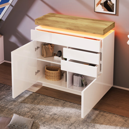 Aurora LED Dresser with 2 Doors and 3 Drawers