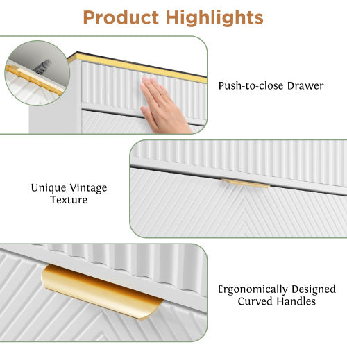 Serene White 6-Drawer Dresser With Amber Glass