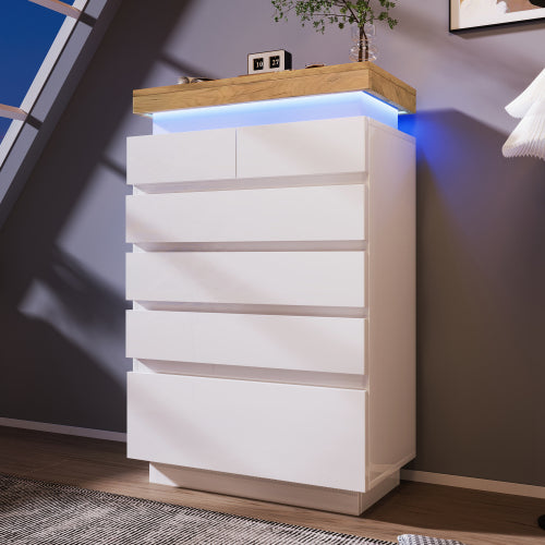 Aurora LED 6-Drawer Dresser