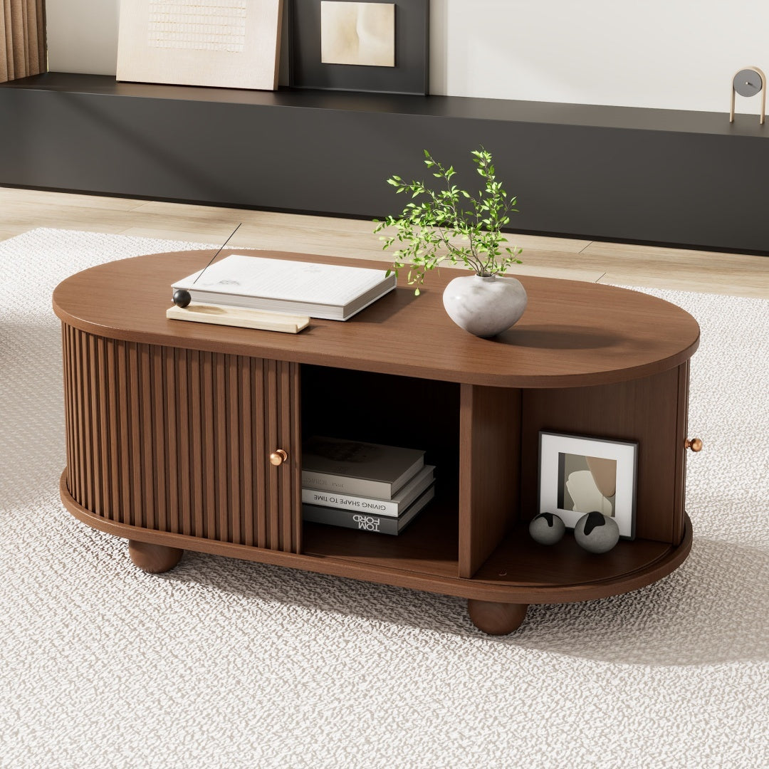 Orion Ribbed Oval Coffee Table